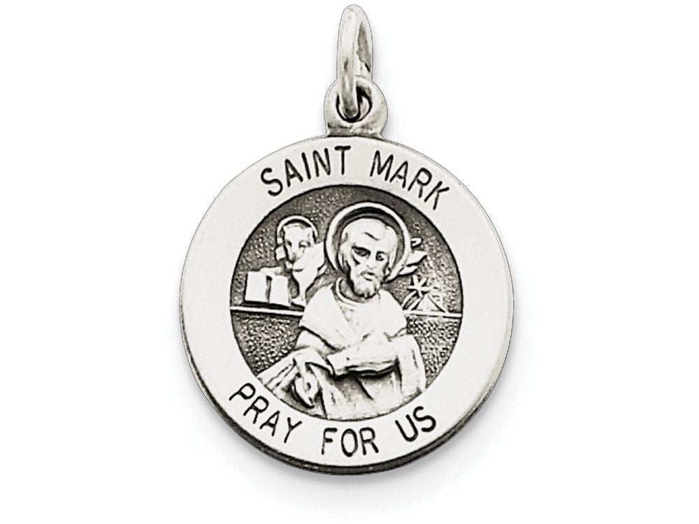 FJC Finejewelers Sterling Silver Antiqued Saint Mark Medal Pendant Necklace - Chain Included