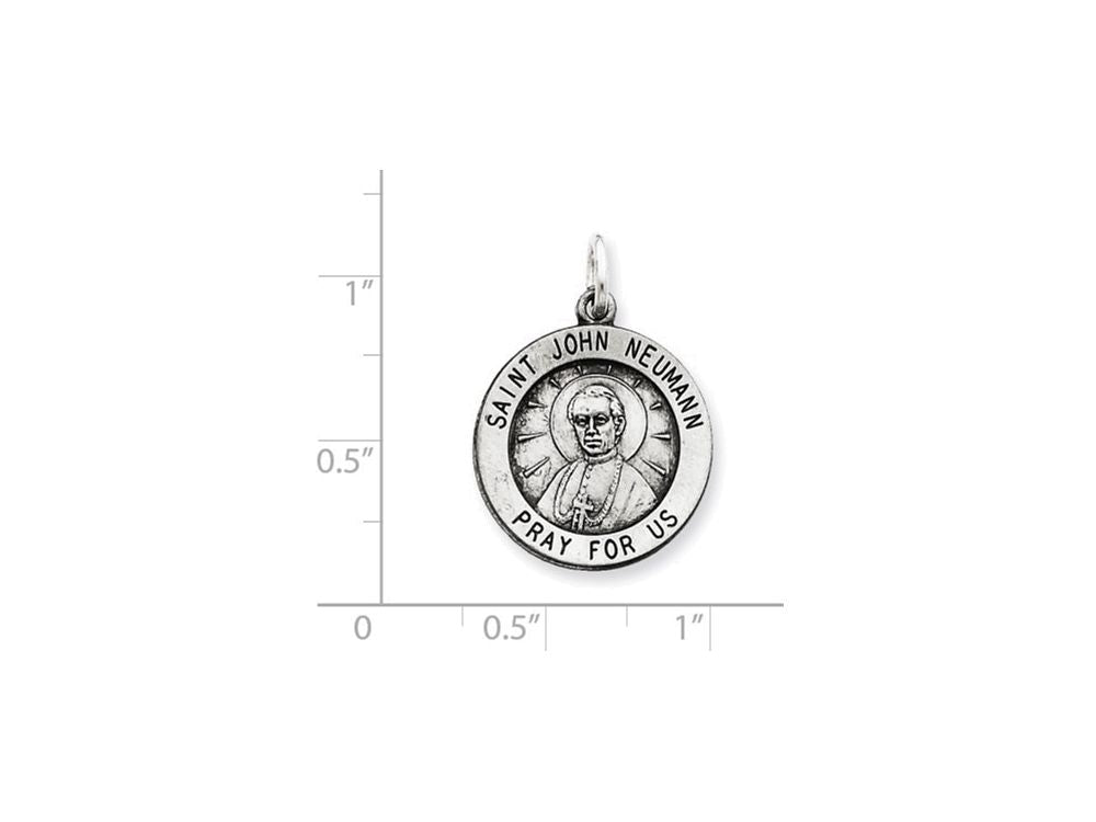 FJC Finejewelers Sterling Silver Antiqued Saint John Neuman Medal Pendant Necklace - Chain Included