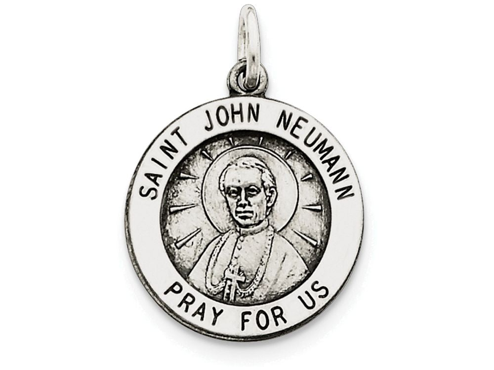 FJC Finejewelers Sterling Silver Antiqued Saint John Neuman Medal Pendant Necklace - Chain Included