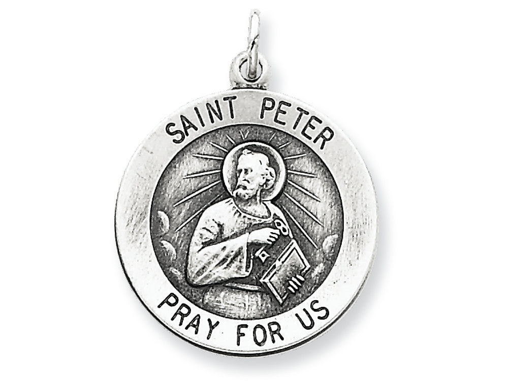 FJC Finejewelers Sterling Silver Antiqued Saint Peter Medal Pendant Necklace - Chain Included