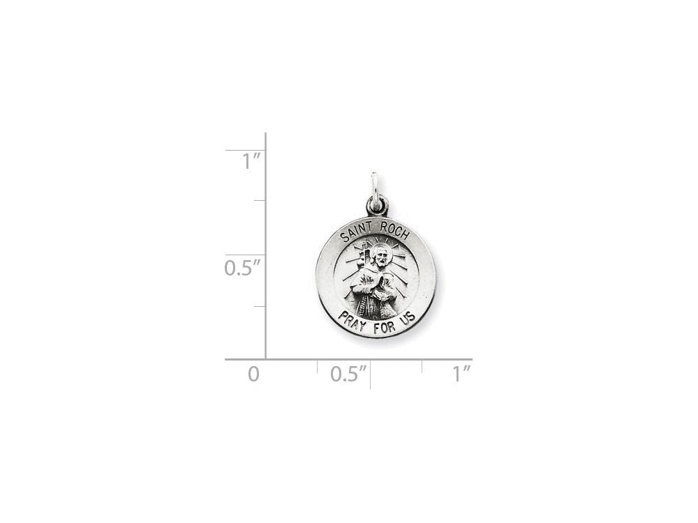 FJC Finejewelers Sterling Silver Antiqued Saint Roch Medal Pendant Necklace - Chain Included