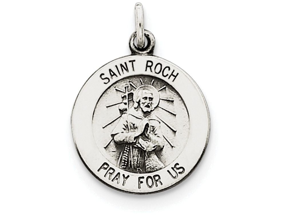 FJC Finejewelers Sterling Silver Antiqued Saint Roch Medal Pendant Necklace - Chain Included