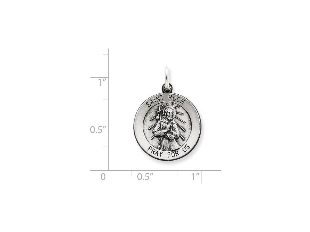 FJC Finejewelers Sterling Silver Antiqued Saint Roch Medal Pendant Necklace - Chain Included