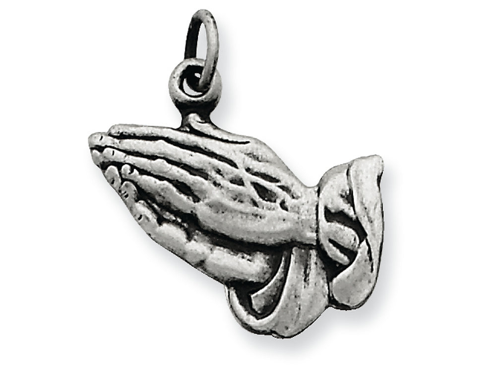FJC Finejewelers Sterling Silver Antiqued Praying Hands Charm