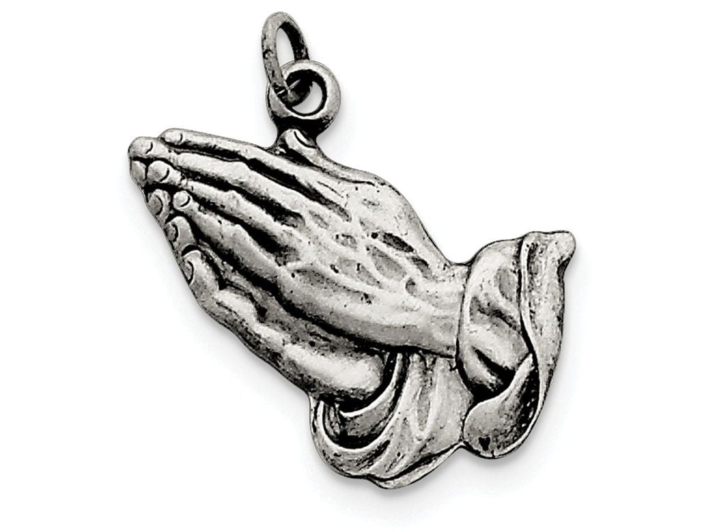 FJC Finejewelers Sterling Silver Antiqued Praying Hands Charm
