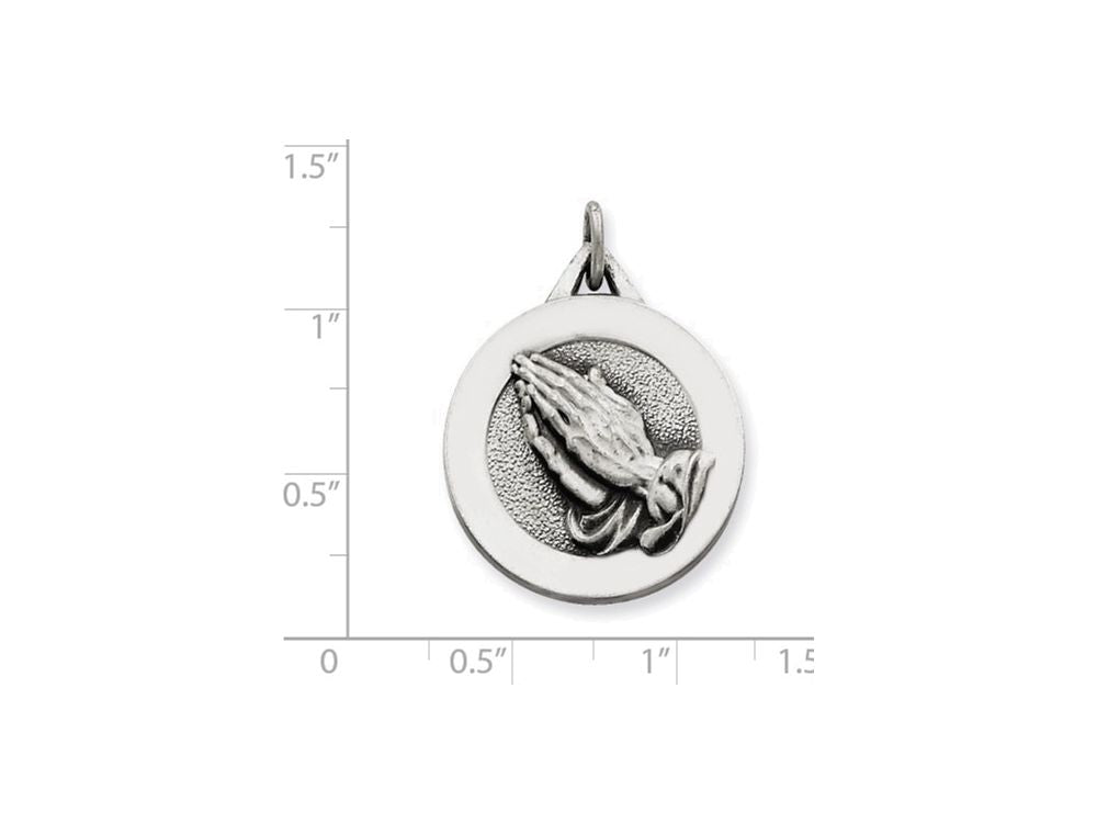 FJC Finejewelers Sterling Silver Antiqued Praying Hands Pendant Necklace - Chain Included