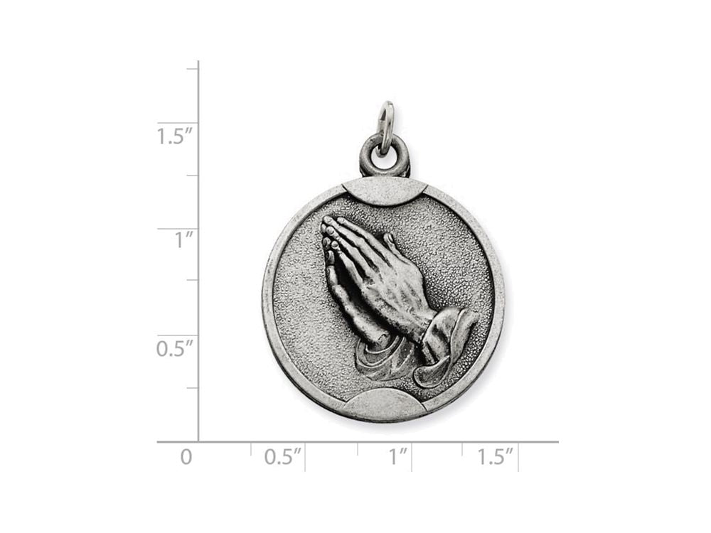 FJC Finejewelers Sterling Silver Antiqued Praying Hands Pendant Necklace - Chain Included
