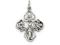 FJC Finejewelers Sterling Silver Antiqued 4-way Medal Pendant Necklace - Chain Included