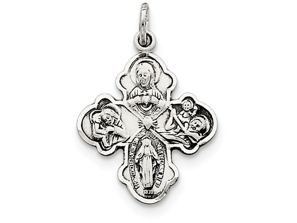 FJC Finejewelers Sterling Silver Antiqued 4-way Medal Pendant Necklace - Chain Included