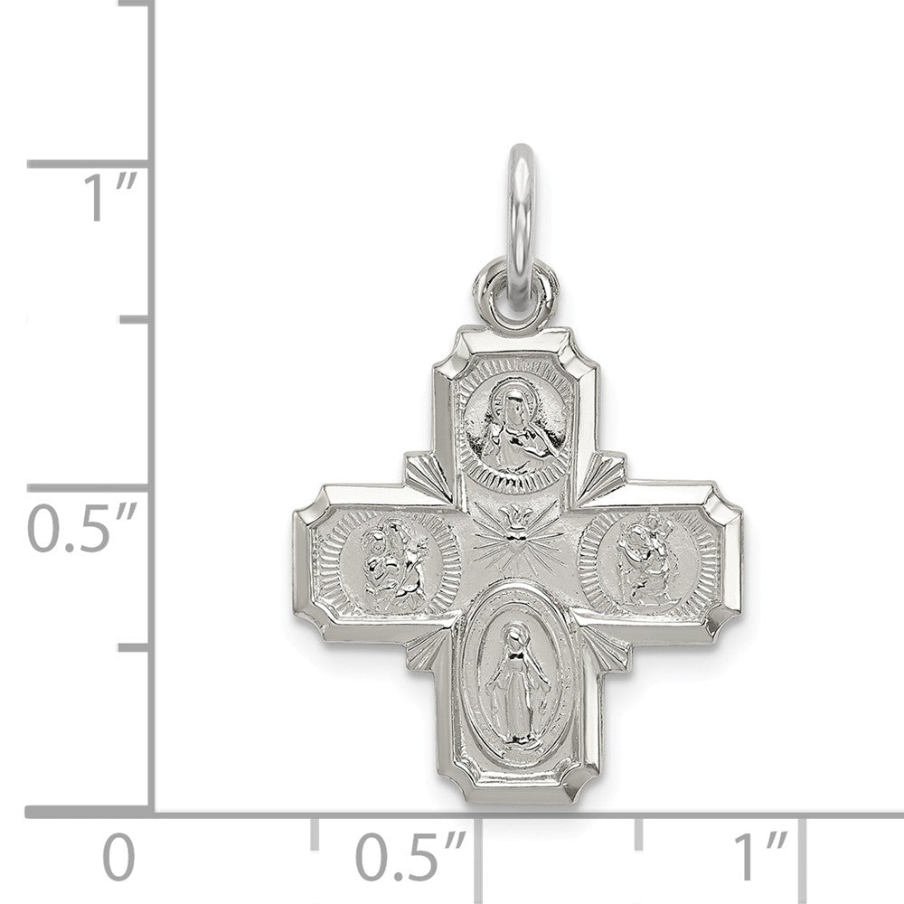 FJC Finejewelers Sterling Silver 4-way Medal Pendant Necklace - Chain Included