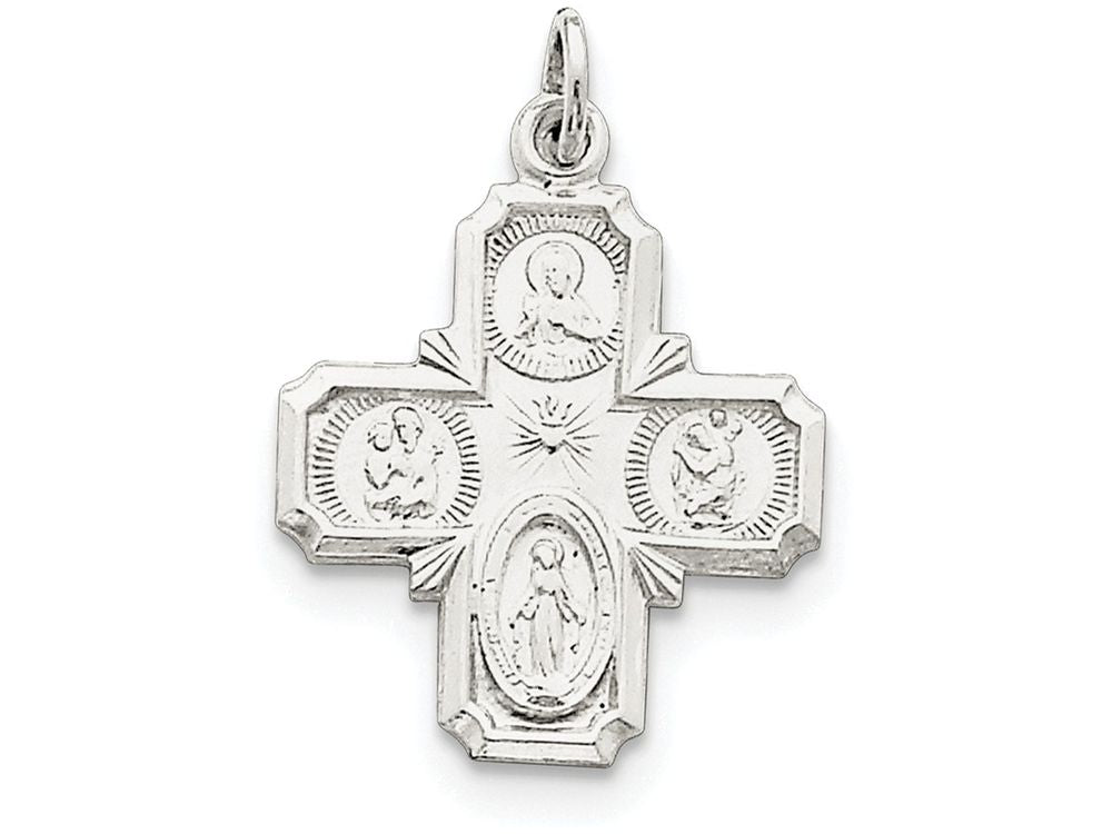 FJC Finejewelers Sterling Silver 4-way Medal Pendant Necklace - Chain Included