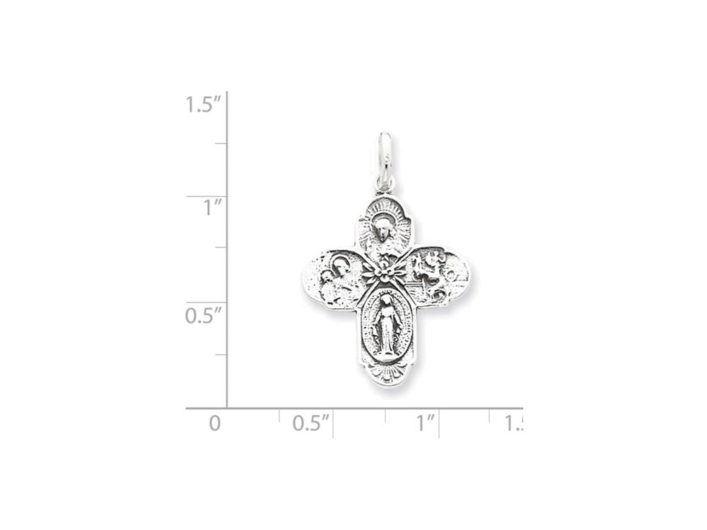 FJC Finejewelers Sterling Silver Antiqued 4-way Medal Pendant Necklace - Chain Included