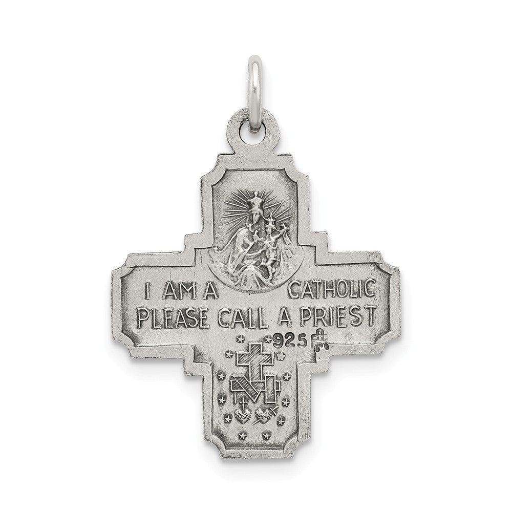 FJC Finejewelers Sterling Silver Antiqued 4-way Medal Pendant Necklace - Chain Included