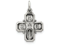 FJC Finejewelers Sterling Silver Antiqued 4-way Medal Pendant Necklace - Chain Included