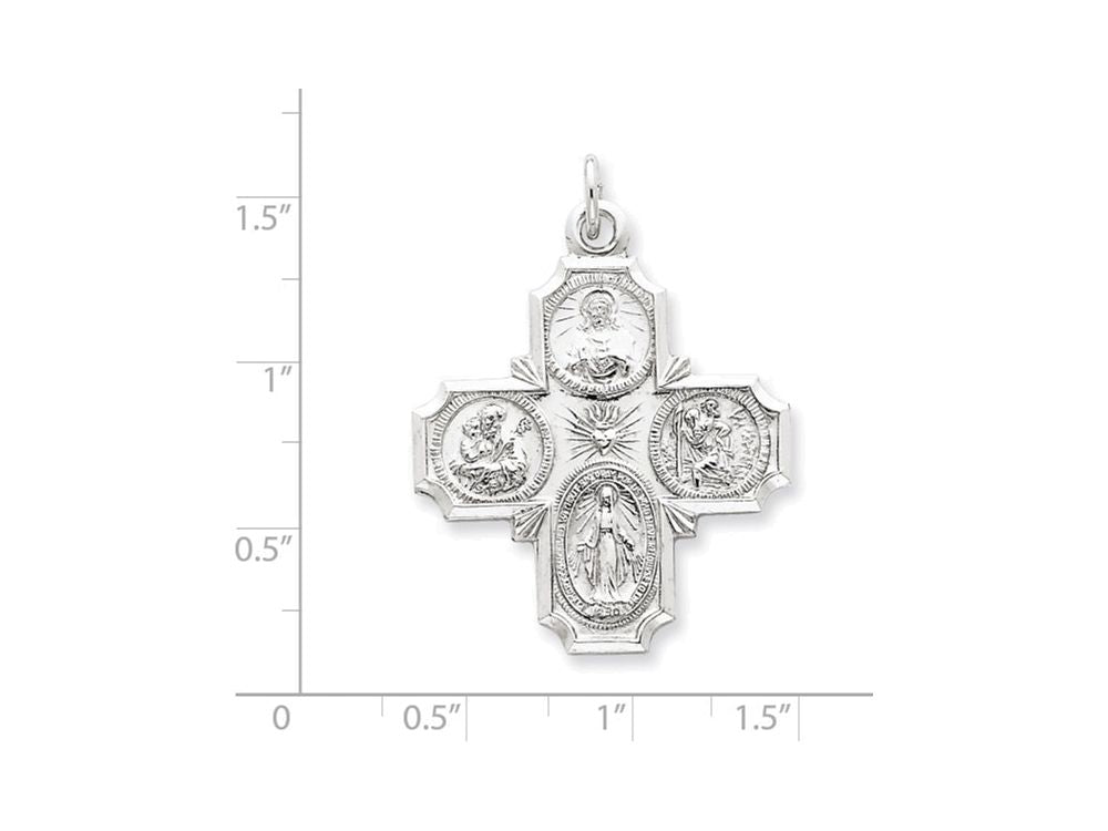 FJC Finejewelers Sterling Silver 4-way Medal Pendant Necklace - Chain Included