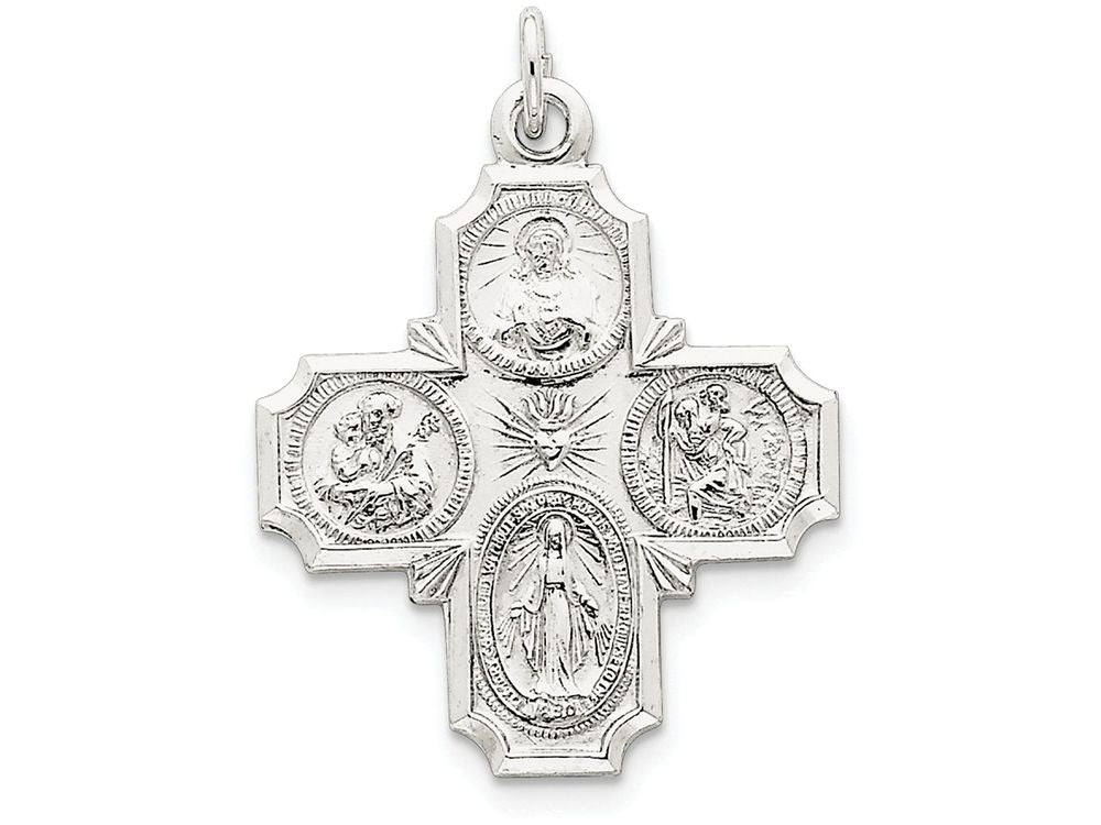 FJC Finejewelers Sterling Silver 4-way Medal Pendant Necklace - Chain Included
