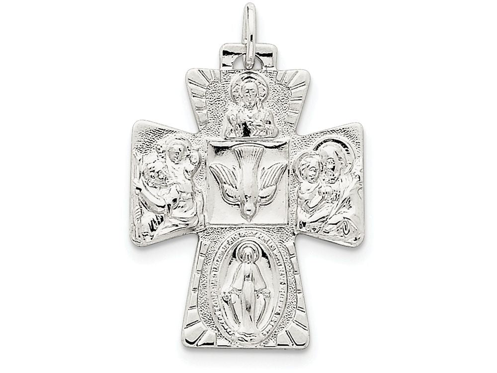 FJC Finejewelers Sterling Silver 4-way Medal Pendant Necklace - Chain Included