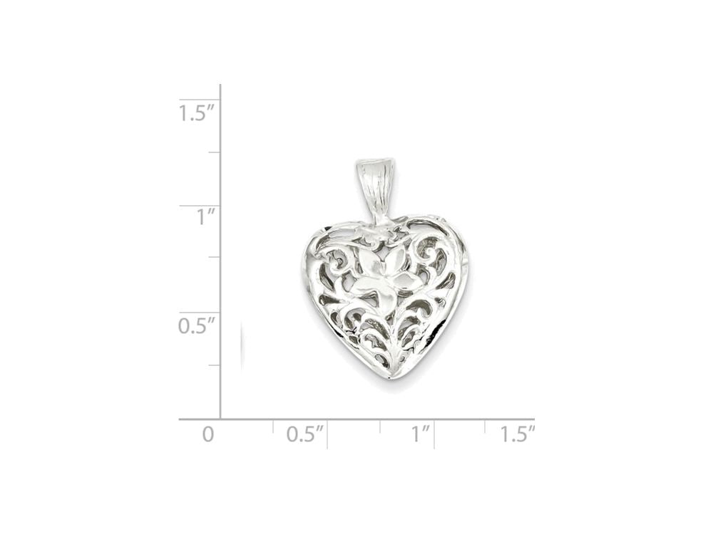 FJC Finejewelers Sterling Silver Filigree Heart Charm