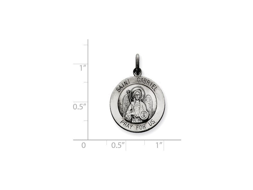 FJC Finejewelers Sterling Silver Antiqued Saint Gabriel Medal Pendant Necklace - Chain Included