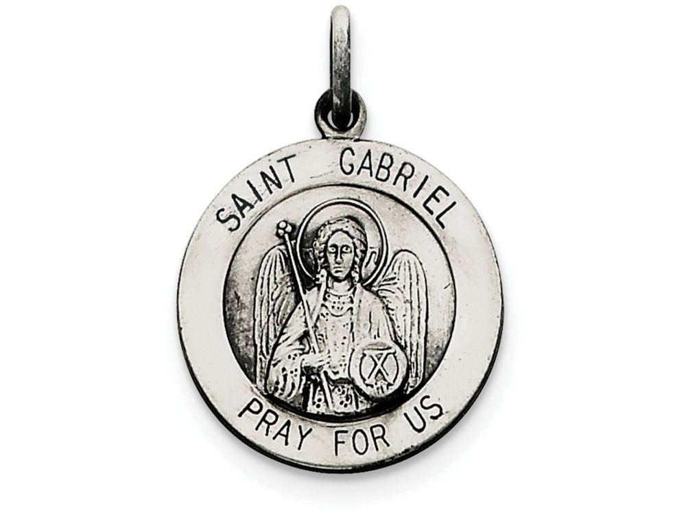 FJC Finejewelers Sterling Silver Antiqued Saint Gabriel Medal Pendant Necklace - Chain Included