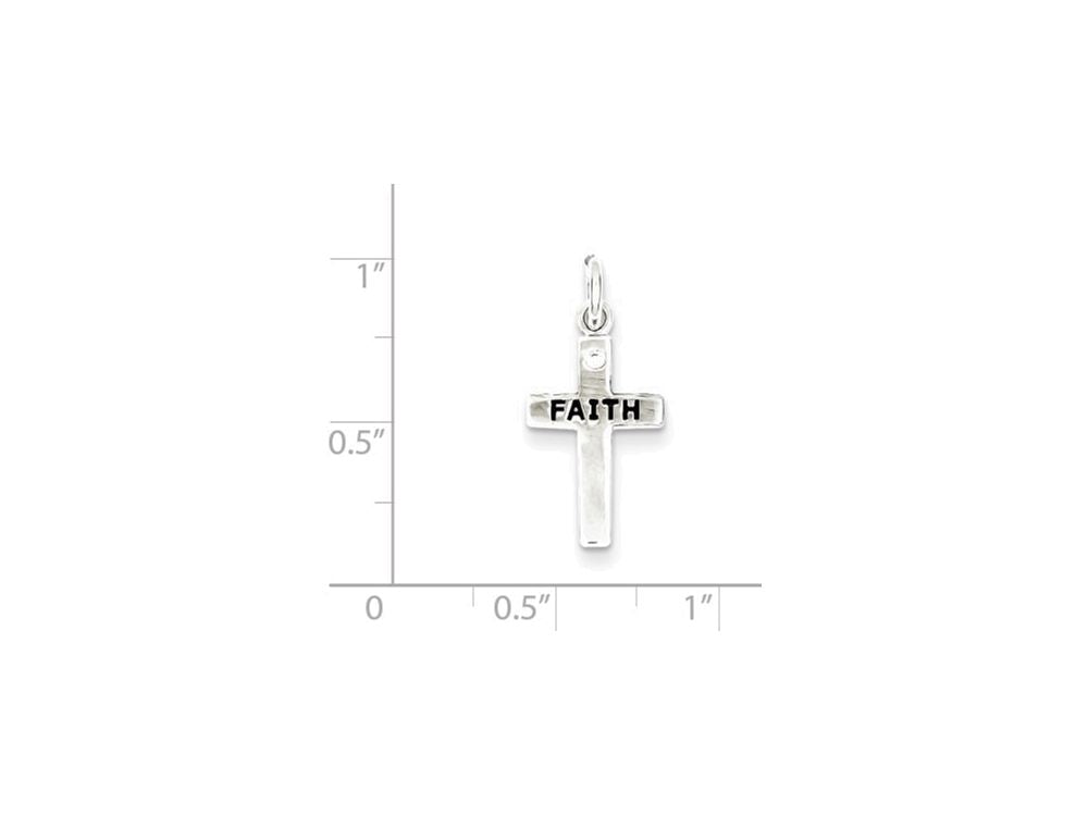FJC Finejewelers Sterling Silver Faith and Cubic Zirconia Cross Charm