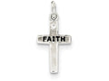 FJC Finejewelers Sterling Silver Faith and Cubic Zirconia Cross Charm