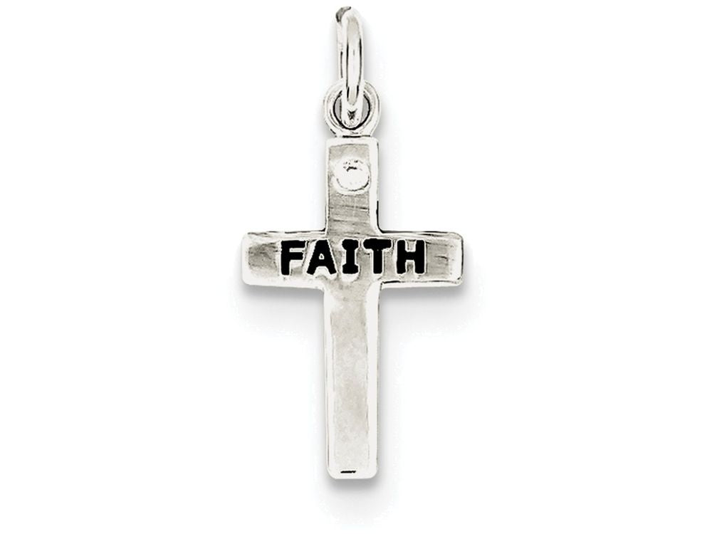 FJC Finejewelers Sterling Silver Faith and Cubic Zirconia Cross Charm