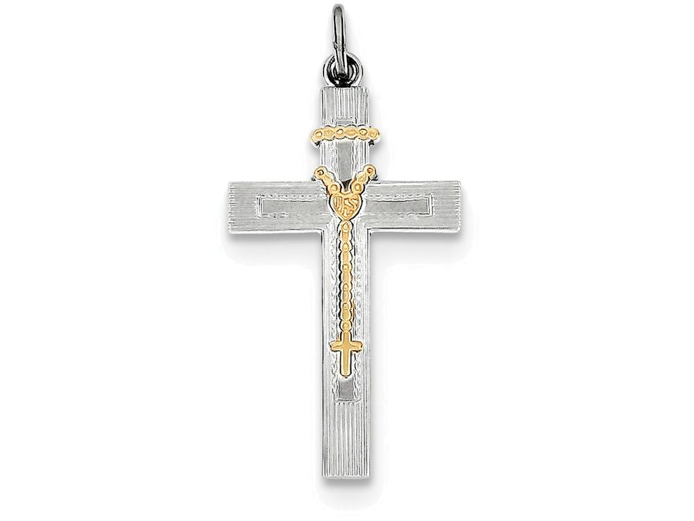 FJC Finejewelers Sterling Silver Rosary Cross Pendant Necklace - Chain Included