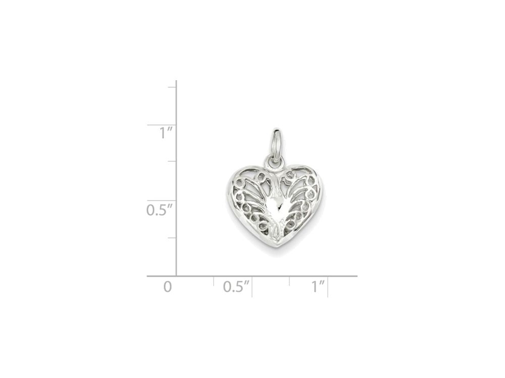 FJC Finejewelers Sterling Silver Filigree Heart Charm