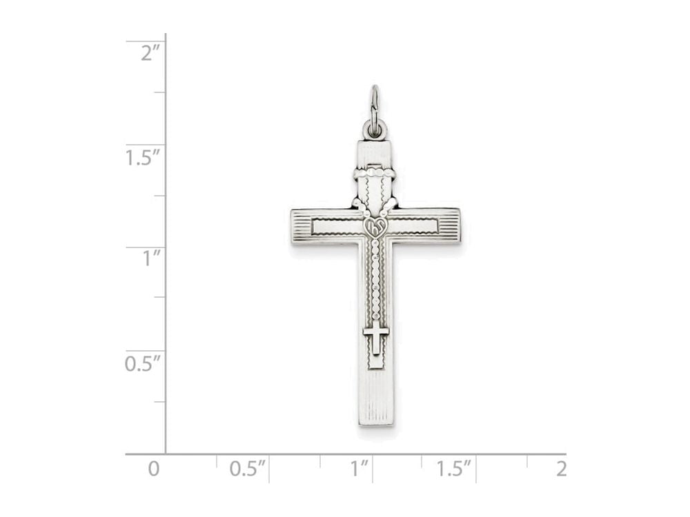 FJC Finejewelers Sterling Silver Antiqued Rosary Cross Pendant Necklace - Chain Included