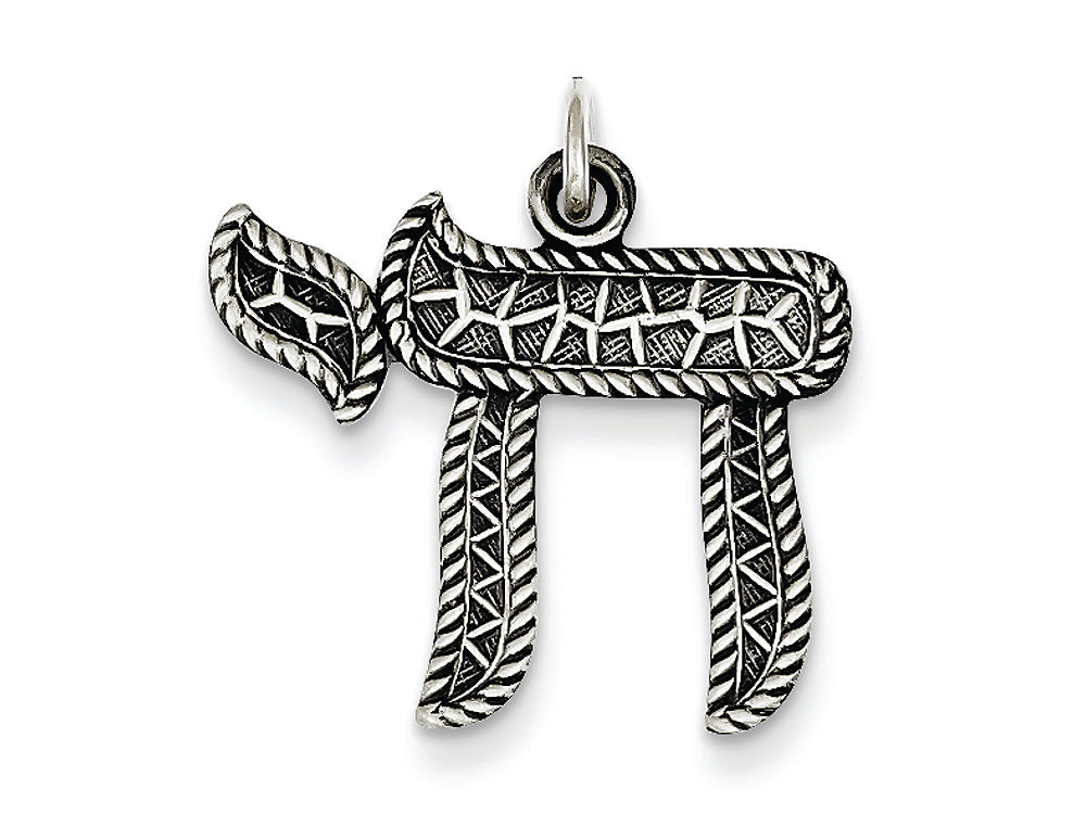 FJC Finejewelers Sterling Silver Antiqued Chai Life Pendant Necklace - Chain Included