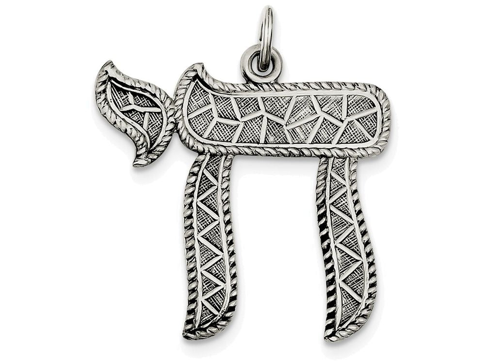 FJC Finejewelers Sterling Silver Antiqued Chai Life Pendant Necklace - Chain Included