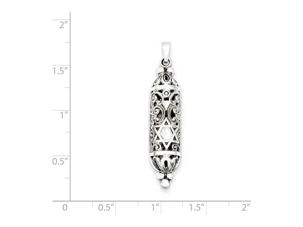 FJC Finejewelers Sterling Silver Fancy Mezuzah Pendant Necklace - Chain Included