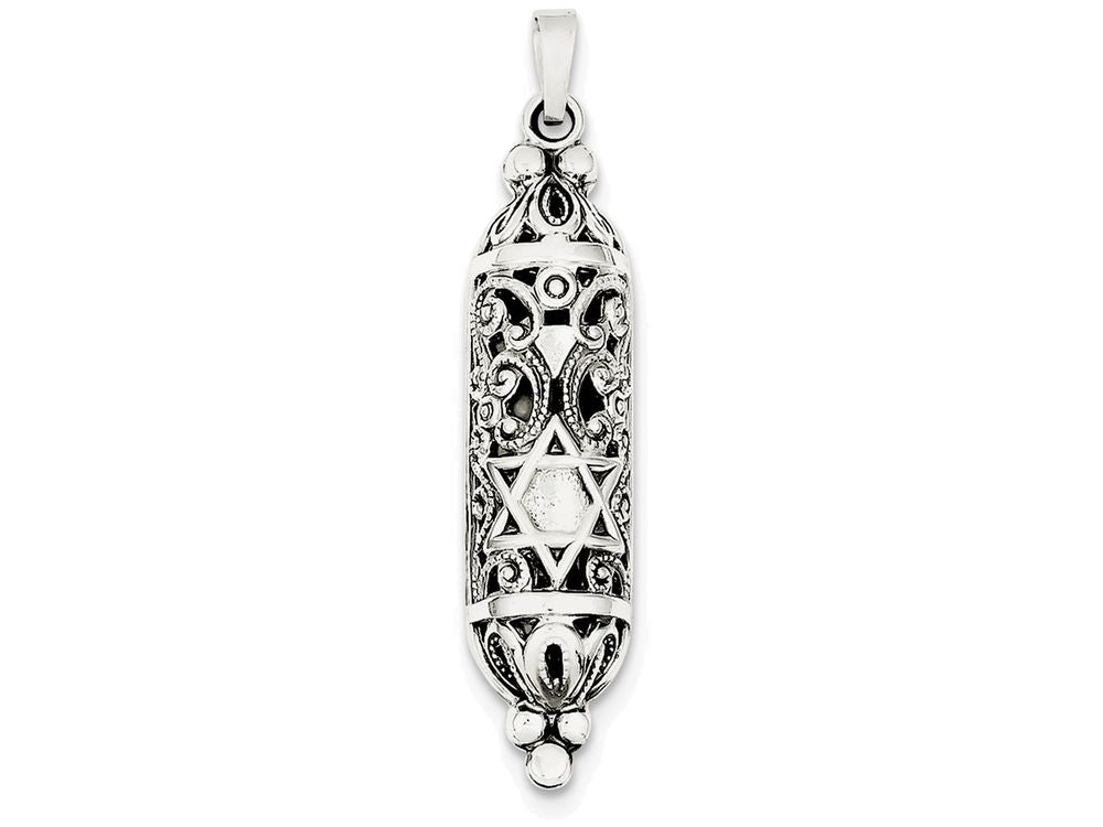 FJC Finejewelers Sterling Silver Fancy Mezuzah Pendant Necklace - Chain Included