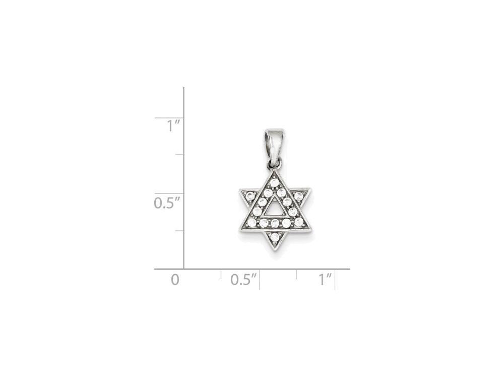 FJC Finejewelers Sterling Silver Cubic Zirconia Star Of David Pendant Necklace - Chain Included