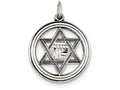FJC Finejewelers Sterling Silver Antiqued Star Of David Disc Charm