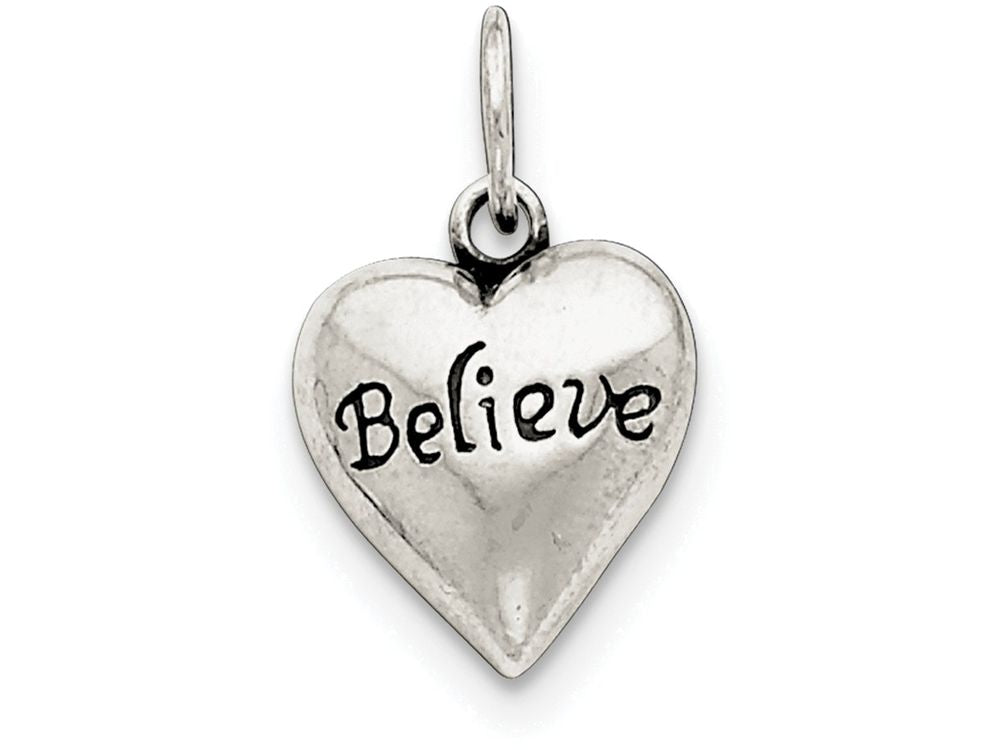 FJC Finejewelers Sterling Silver Antiqued Believe Pendant Necklace - Chain Included