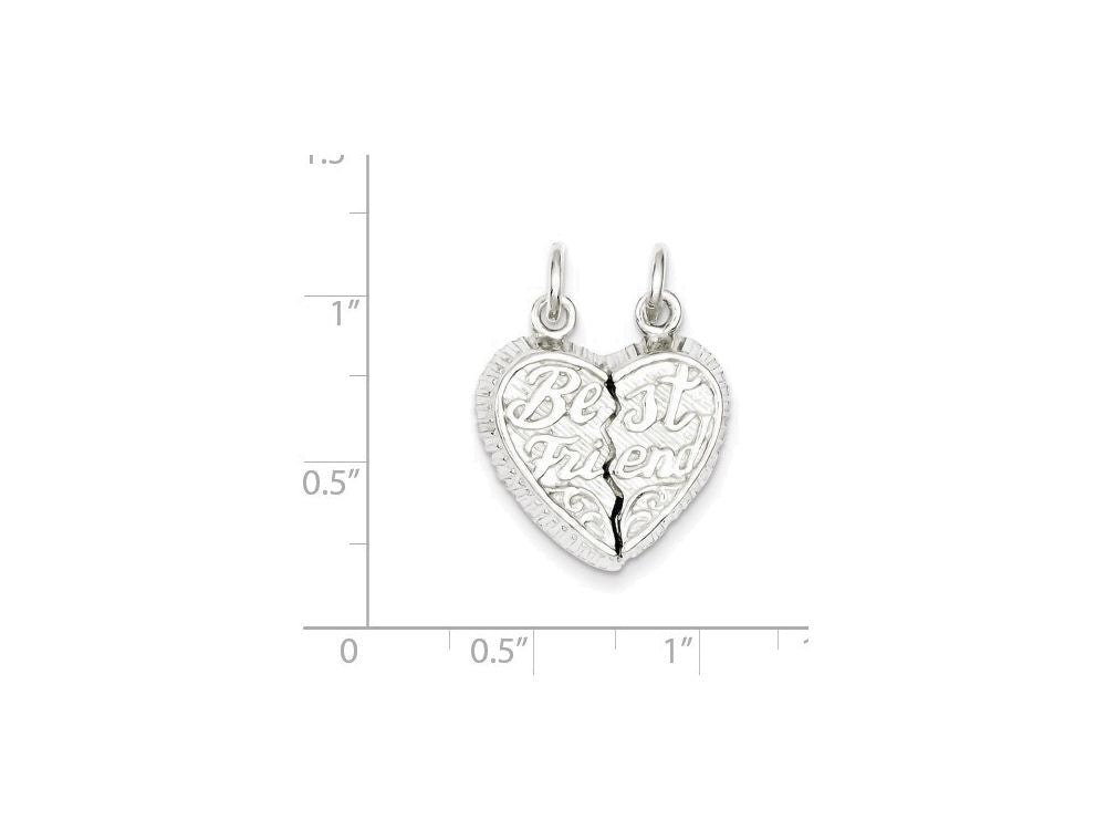 FJC Finejewelers Sterling Silver Best Friend 2-piece Break Apart Heart Charm