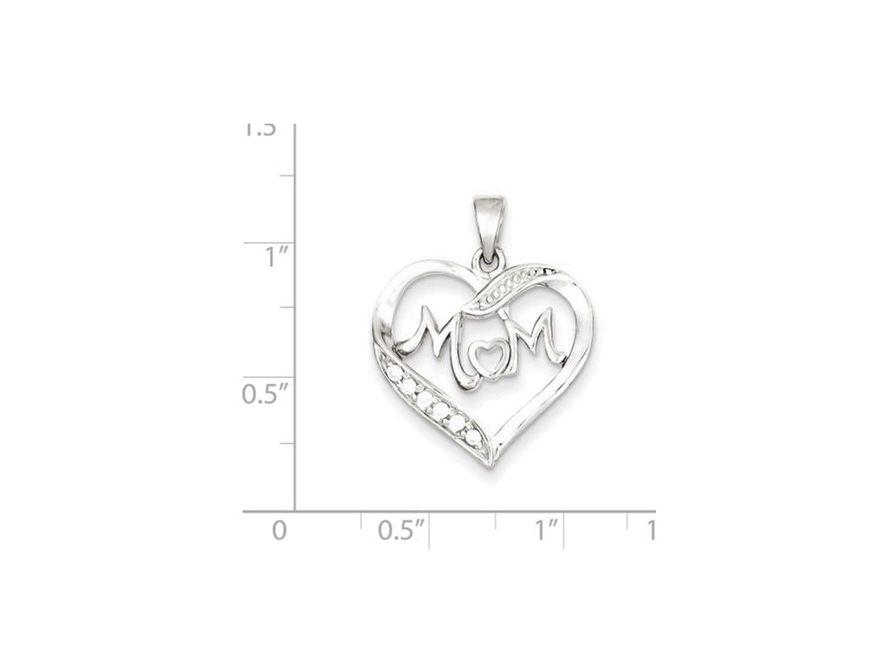 FJC Finejewelers Sterling Silver Mom Cubic Zirconia Heart Pendant Necklace - Chain Included
