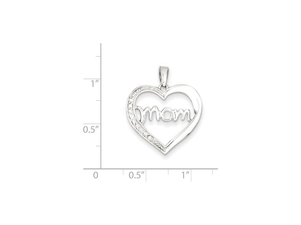 FJC Finejewelers Sterling Silver Mom Cubic Zirconia Heart Pendant Necklace - Chain Included