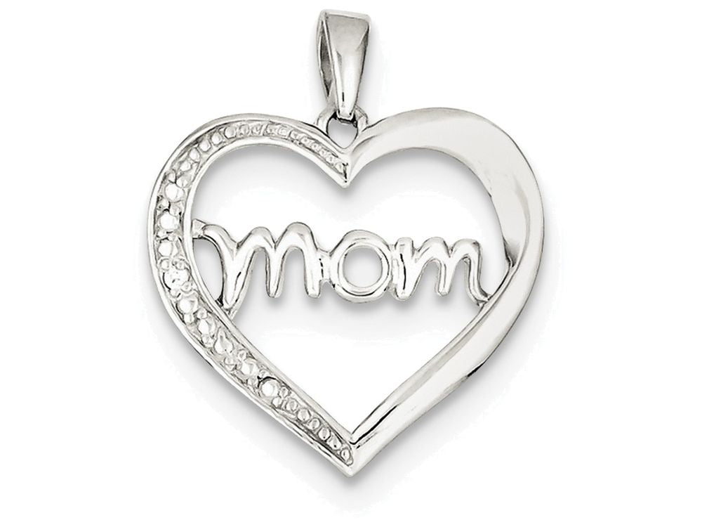FJC Finejewelers Sterling Silver Mom Cubic Zirconia Heart Pendant Necklace - Chain Included