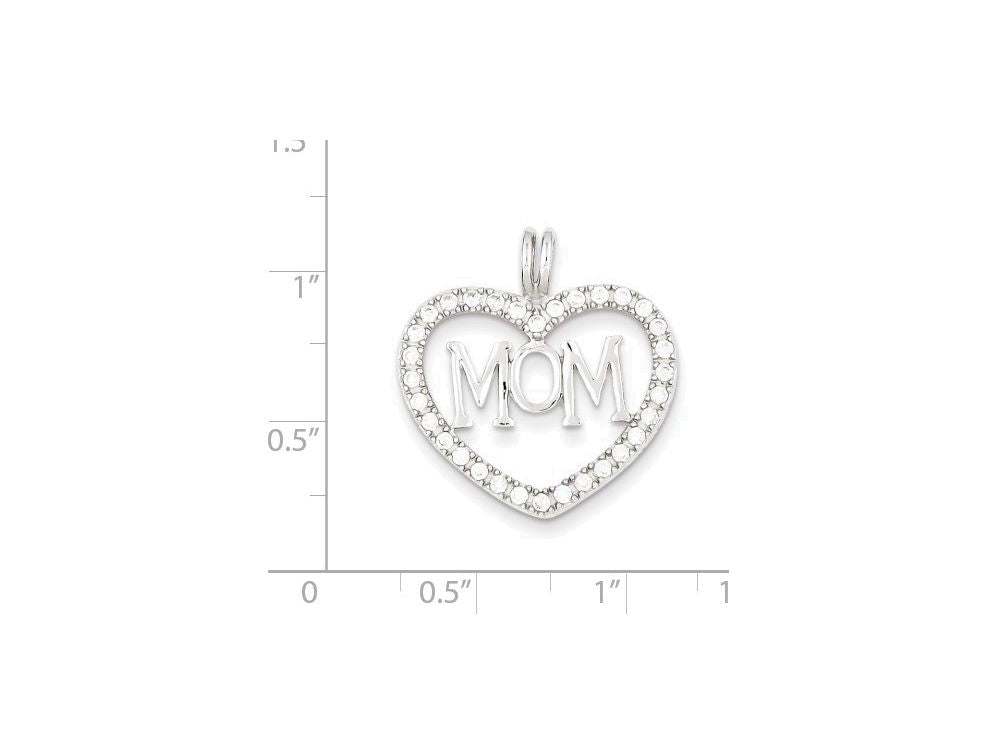 FJC Finejewelers Sterling Silver Cubic Zirconia Heart Mom Pendant Necklace - Chain Included