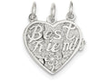 FJC Finejewelers Sterling Silver Best Friends 3-piece Break Apart Heart Charm