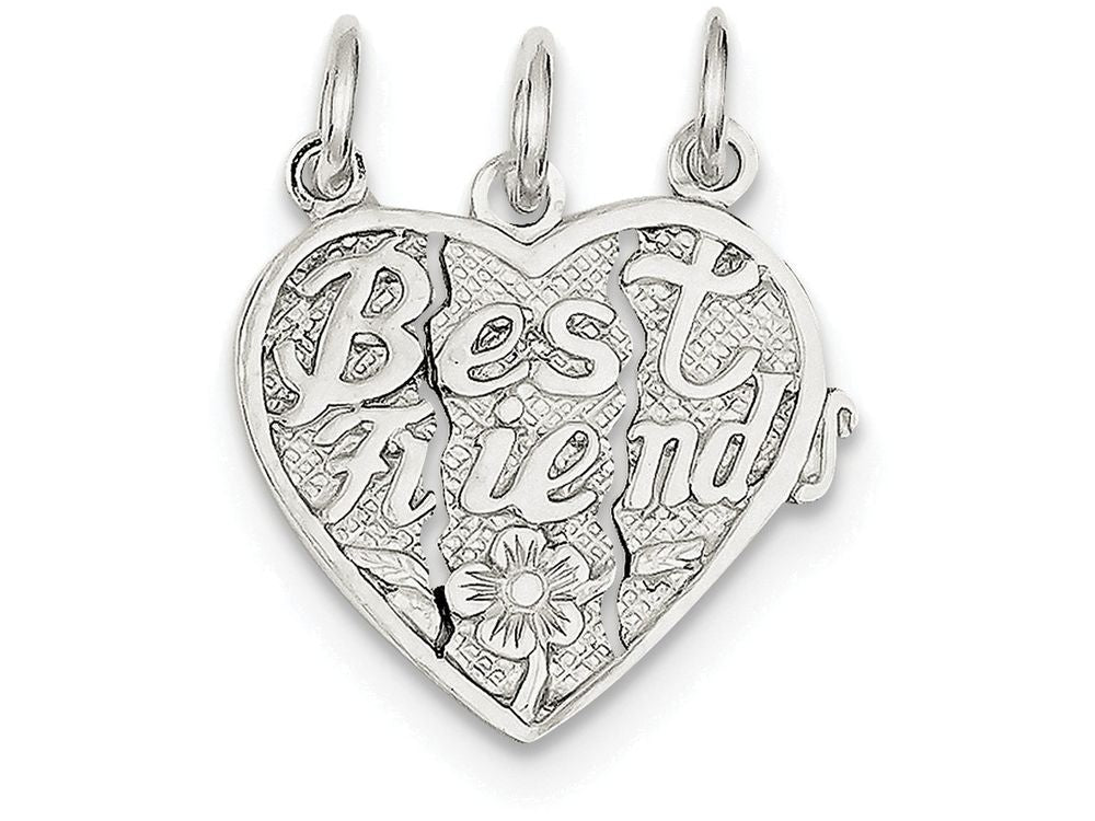 FJC Finejewelers Sterling Silver Best Friends 3-piece Break Apart Heart Charm