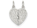 FJC Finejewelers Sterling Silver Best Friends 2-piece Break Apart Heart Charm