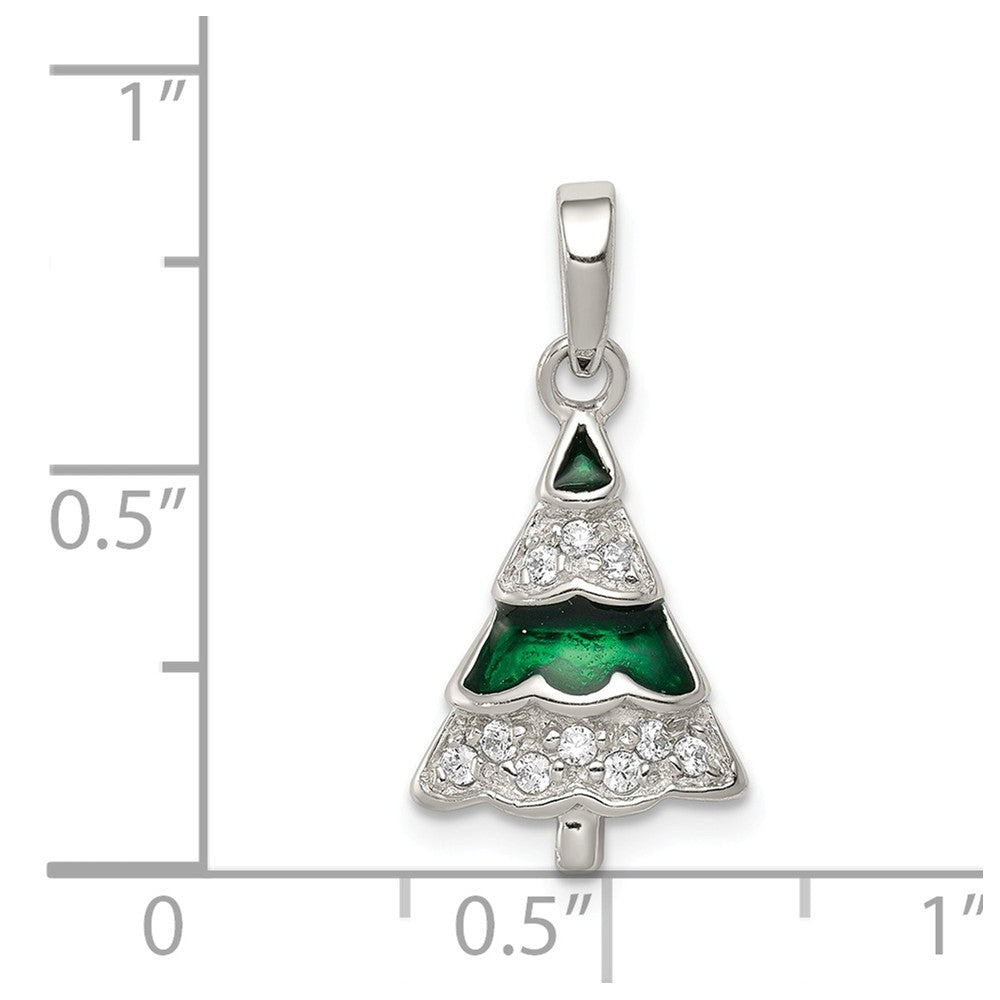 FJC Finejewelers Sterling Silver Cubic Zirconia Christmas Tree Pendant Necklace - Chain Included