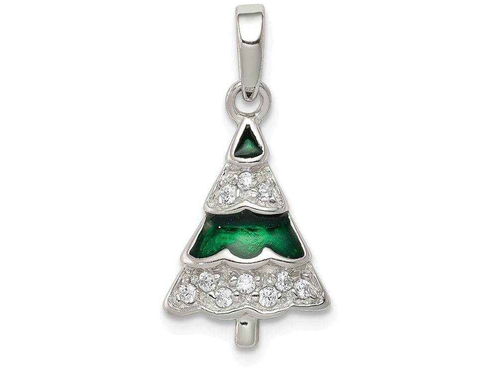 FJC Finejewelers Sterling Silver Cubic Zirconia Christmas Tree Pendant Necklace - Chain Included