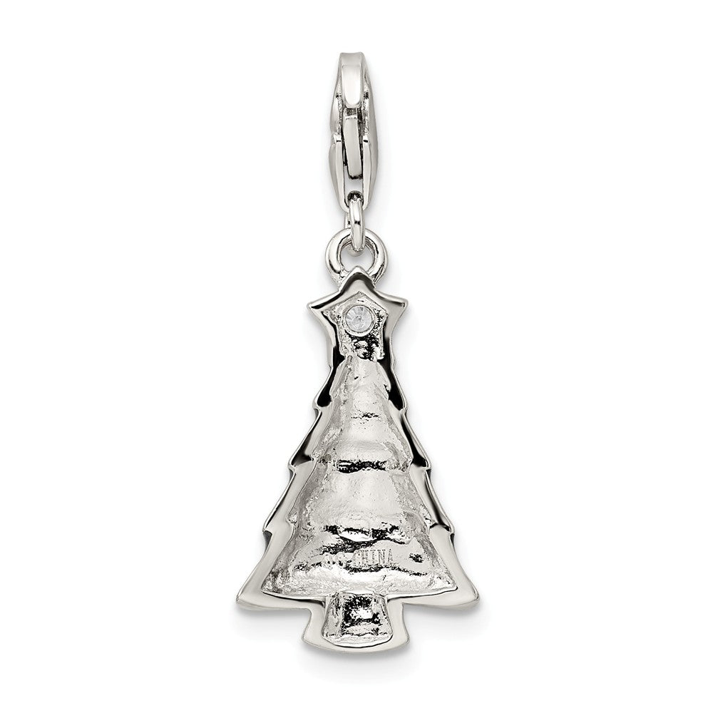 FJC Finejewelers Sterling Silver Cubic Zirconia and Enameled Christmas Tree Charm