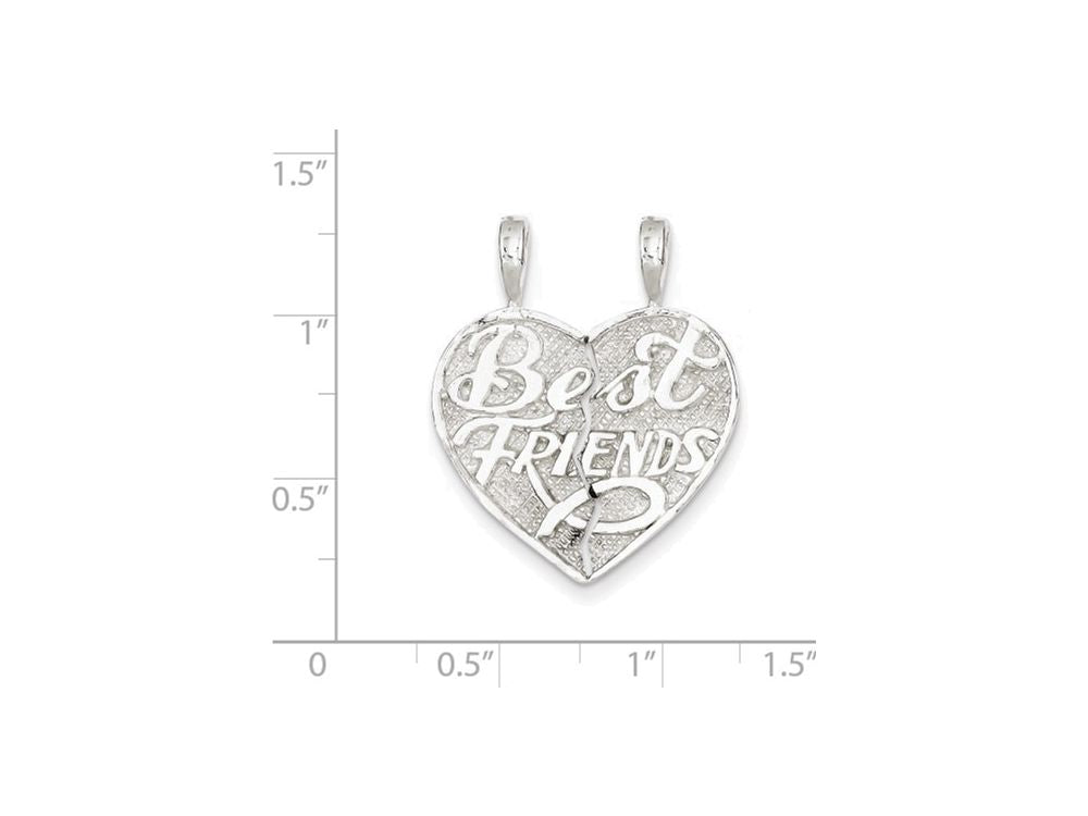 FJC Finejewelers Sterling Silver Best Friend 2-piece Break Apart Heart Charm