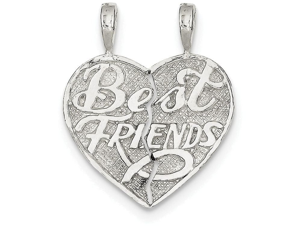 FJC Finejewelers Sterling Silver Best Friend 2-piece Break Apart Heart Charm